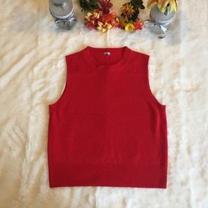 J.crew Soft Red Sleeveless Sweater Crew Neck